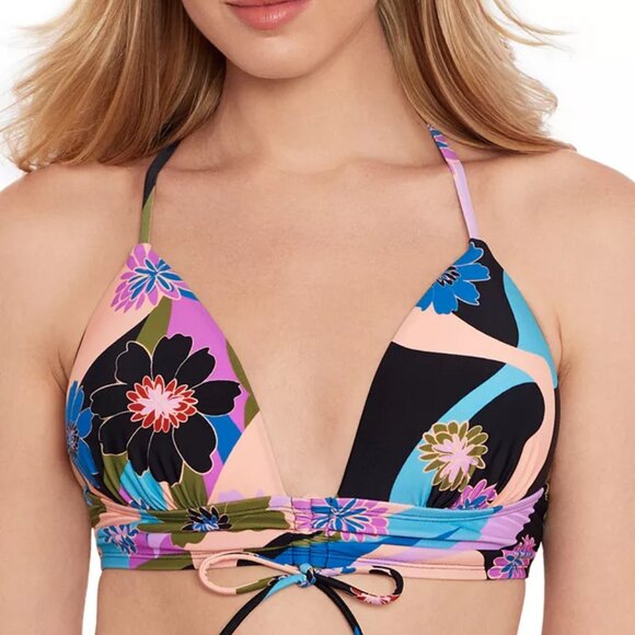 Salt + Cove Blooming Wave Lace-Up Midkini Top Size M | NWT | Push-Up Swim Top - Picture 1 of 4